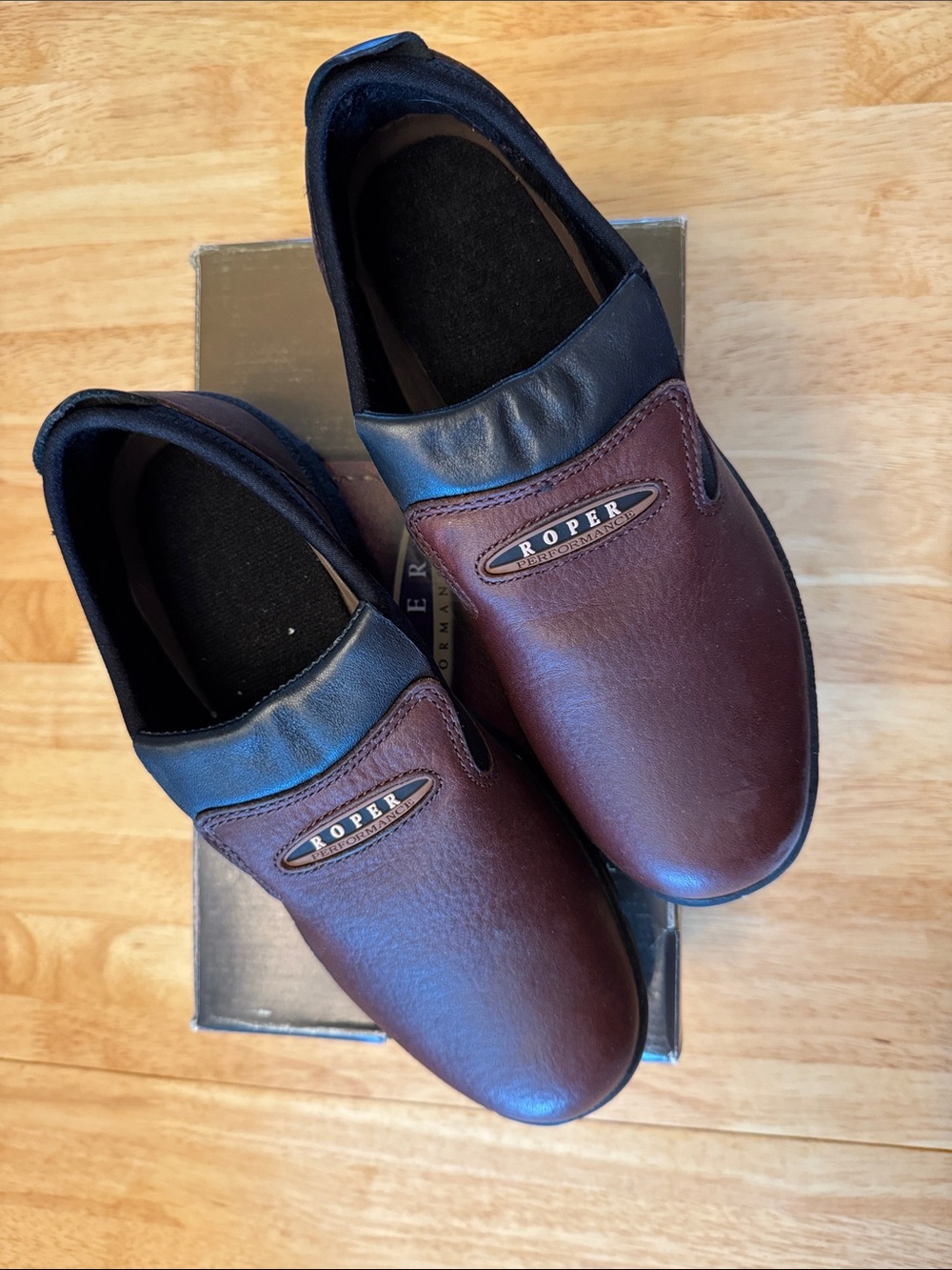 Roper Brown and Black Slip-On Comfort Loafers